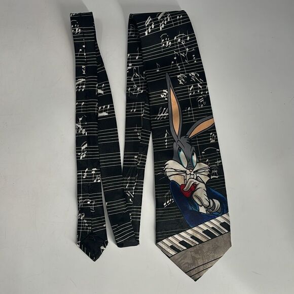 Vintage Looney Tunes Tie Bugs Bunny with Music Notes and Keyboard - Picture 2 of 7